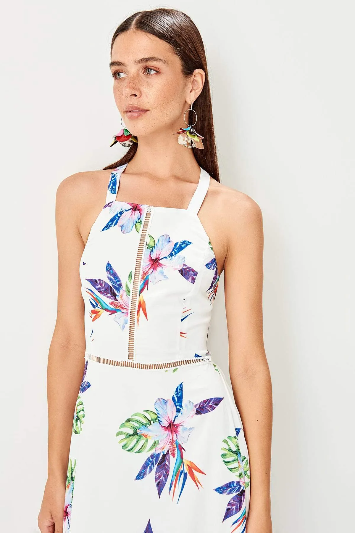 11631 Off-White Open Back Floral Dress