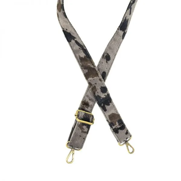 1.25" Guitar Strap, Grey Pony Faux Fur