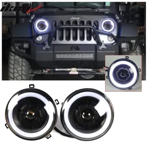 1997-2016 Jeep Wrangler 7" Halo Angel Eyes LED Projector Headlights