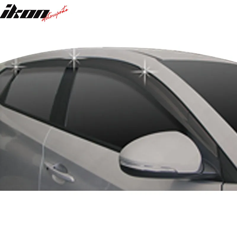 2016-2021 Hyundai Tucson Tape-On Dark Smoke 6PCS Window Visors ABS