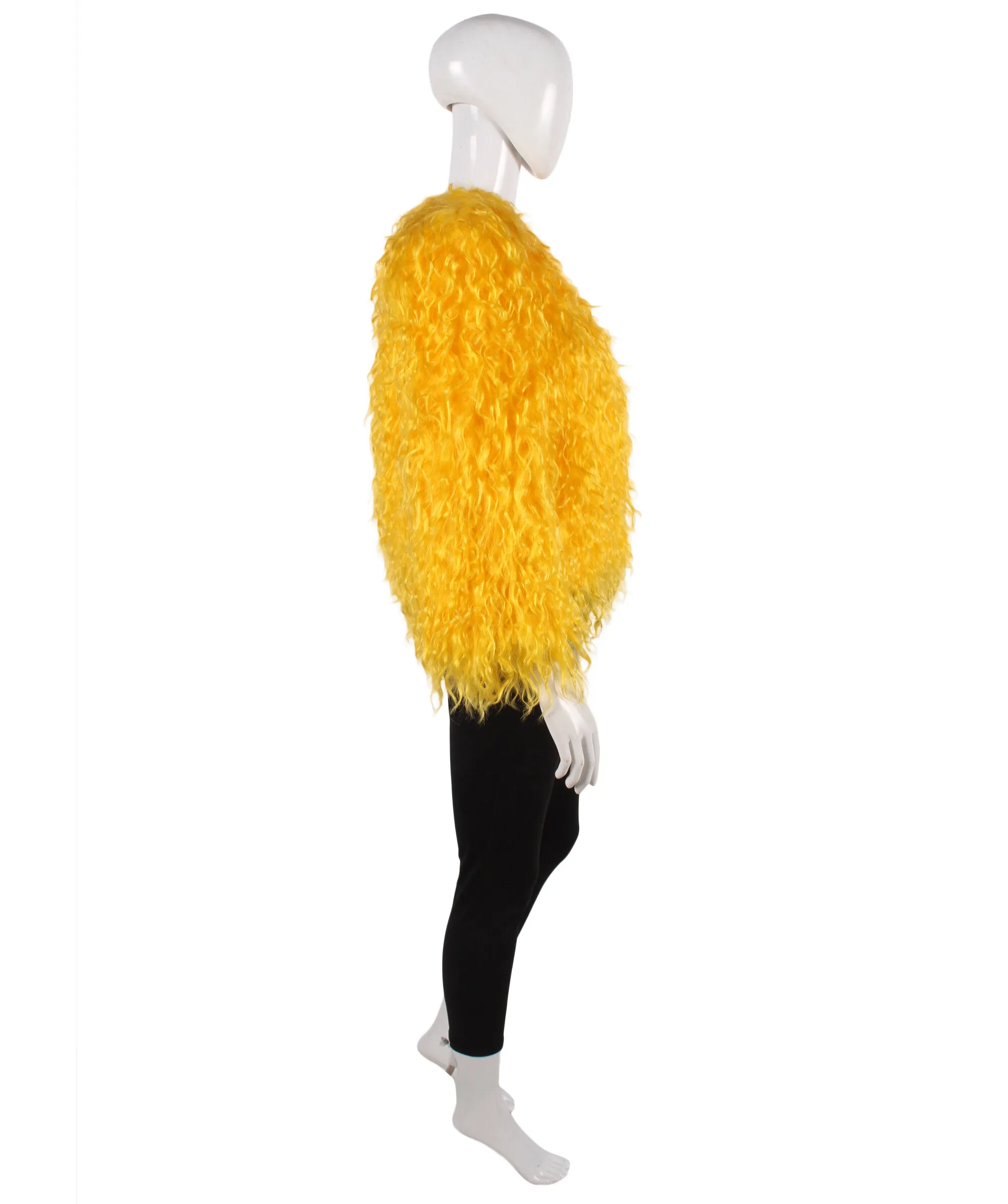 Adult Women’s Yellow Fur Faux Jacket for Cosplay Party| Breathable Synthetic Materials| Multiple Sizes & Color