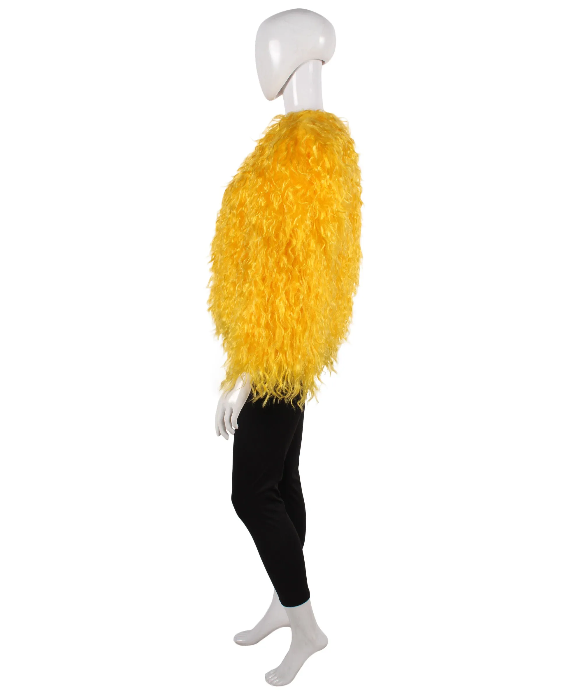 Adult Women’s Yellow Fur Faux Jacket for Cosplay Party| Breathable Synthetic Materials| Multiple Sizes & Color