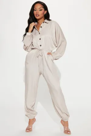 Always On The Go Jumpsuit - Beige