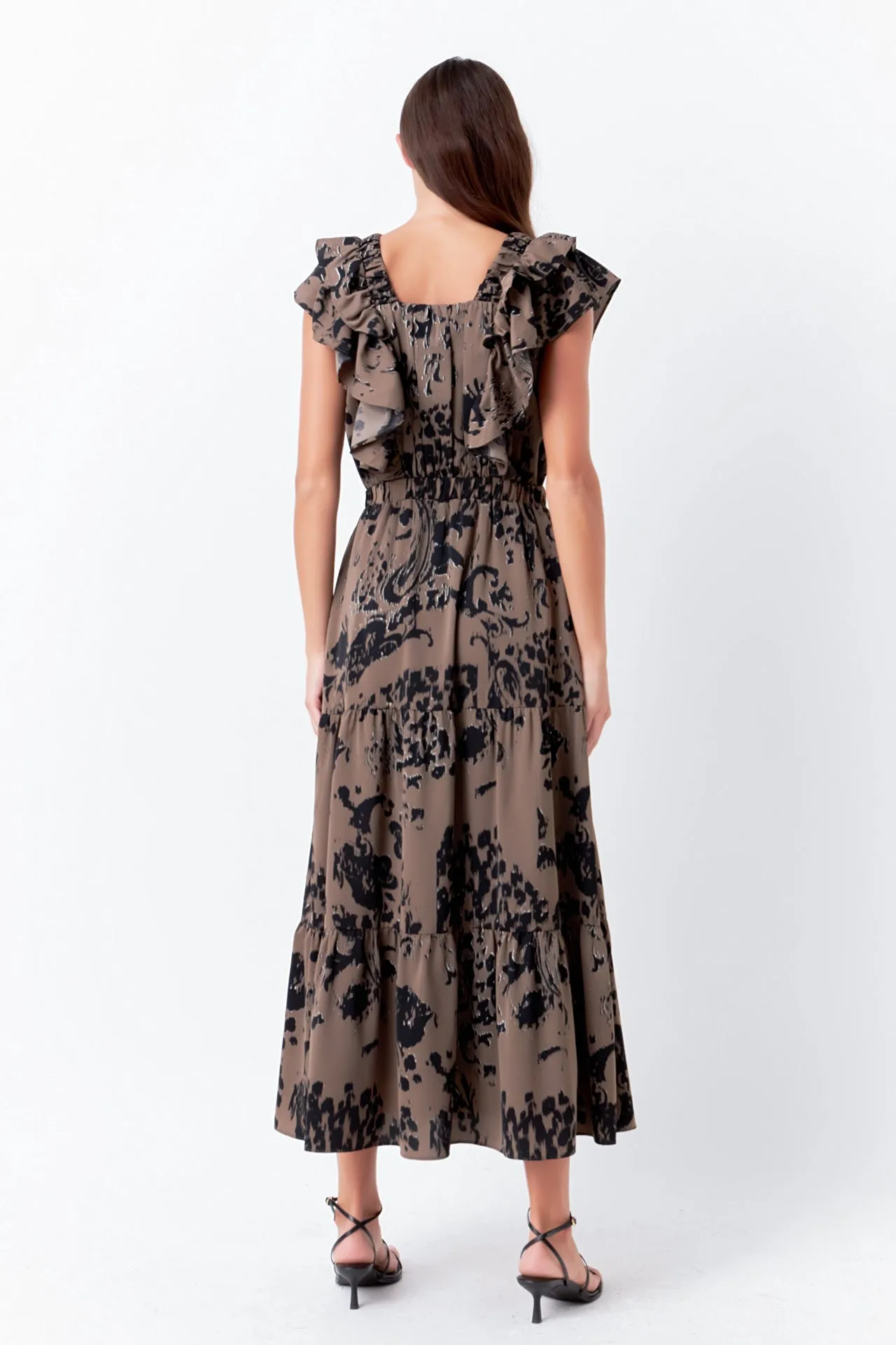 Animal Printed Ruffled Maxi Dress