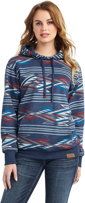 Ariat Women's All Over Print Chimayo Hoodie, New Mexico Navy Print