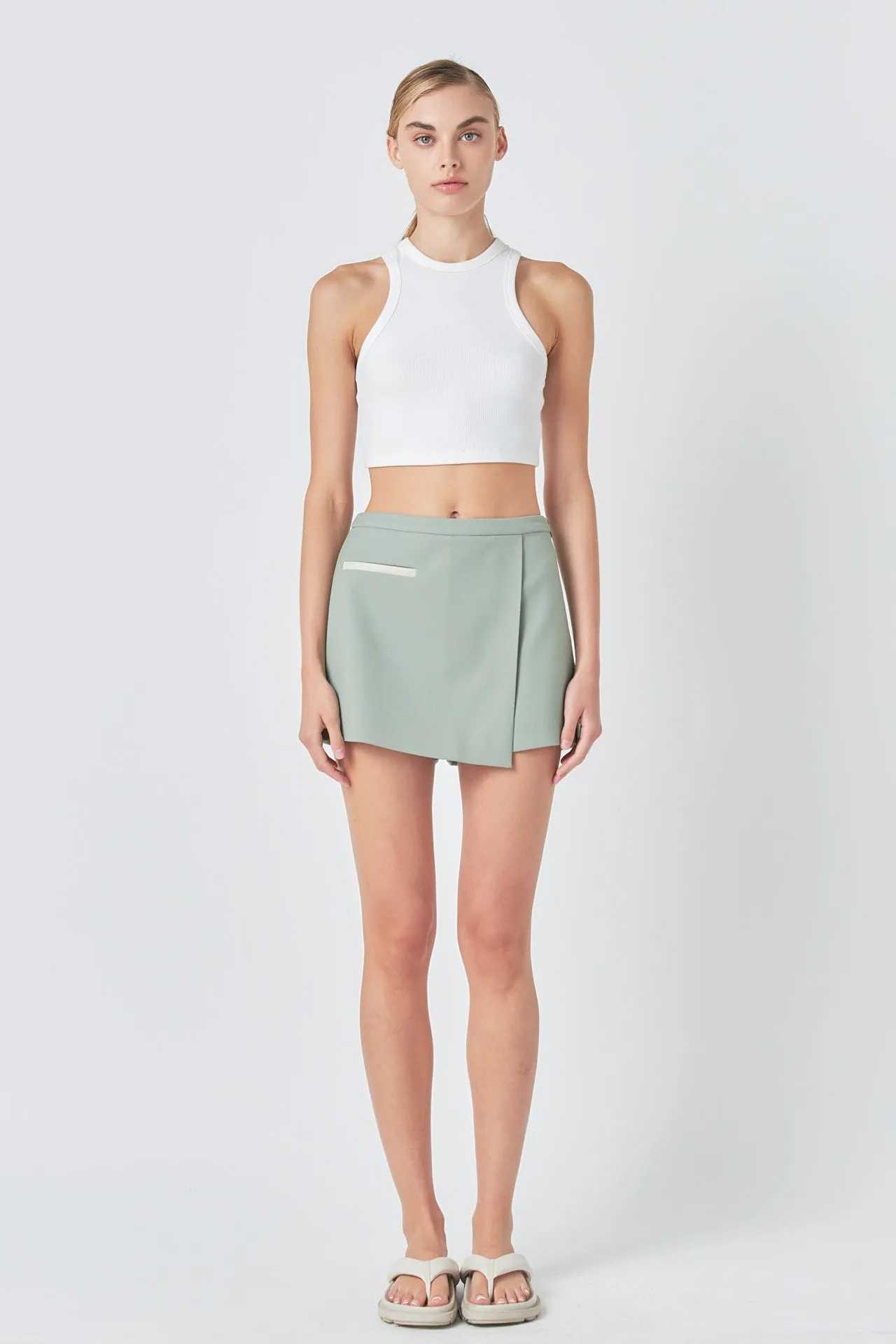 Asymmetrical Wrap Mini Skort