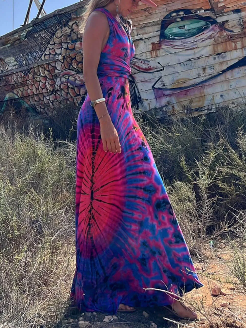 Aurora - Printed Sleeveless V-Neck Maxi Dress