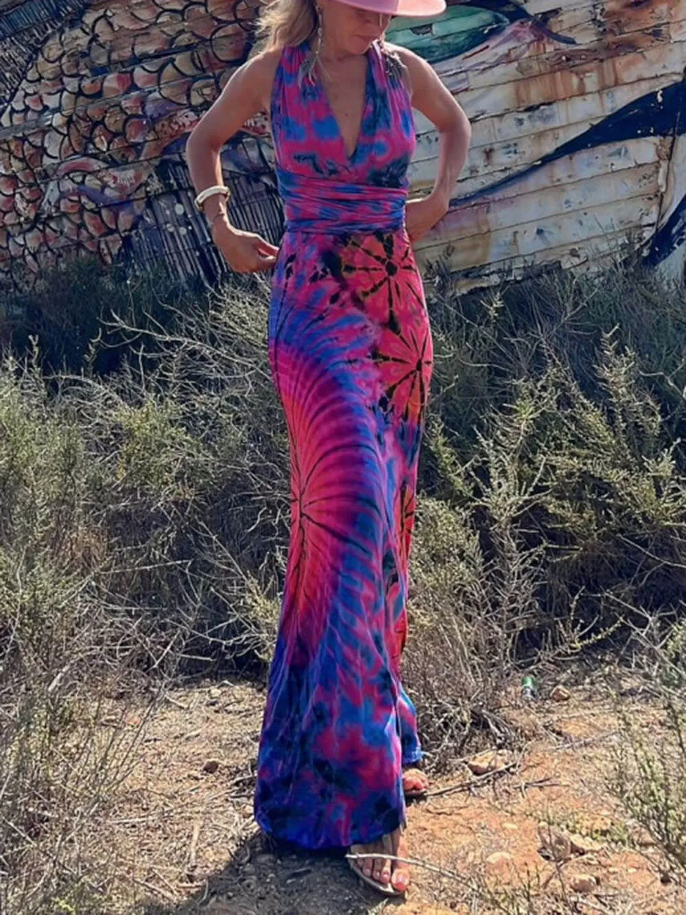 Aurora - Printed Sleeveless V-Neck Maxi Dress