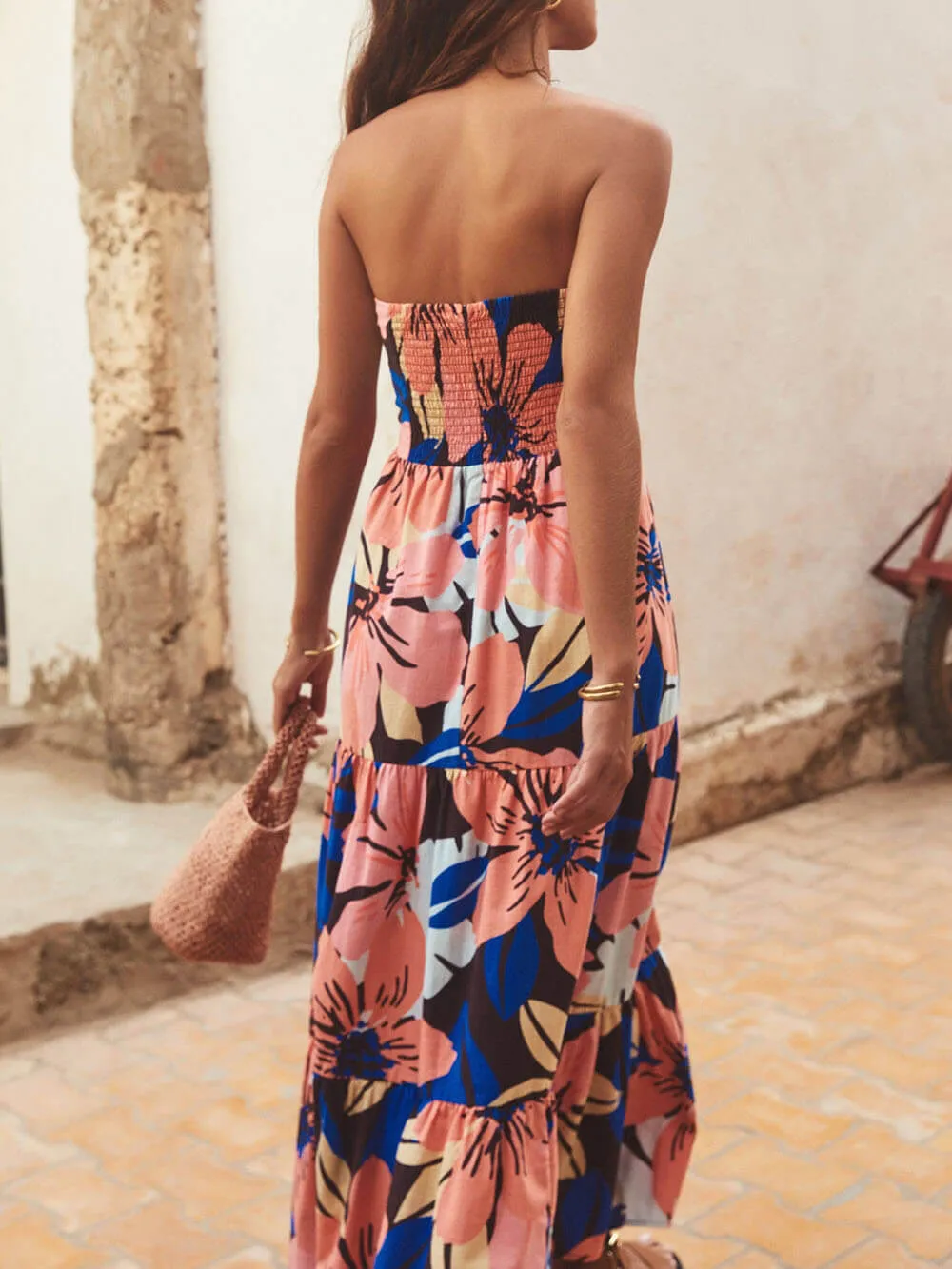 Azalea-Bloom Strapless Maxi Dress