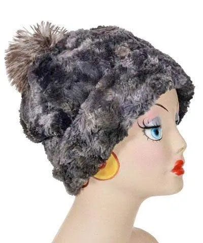 Beanie Hat, Reversible - Luxury Faux Fur in Highland Skye