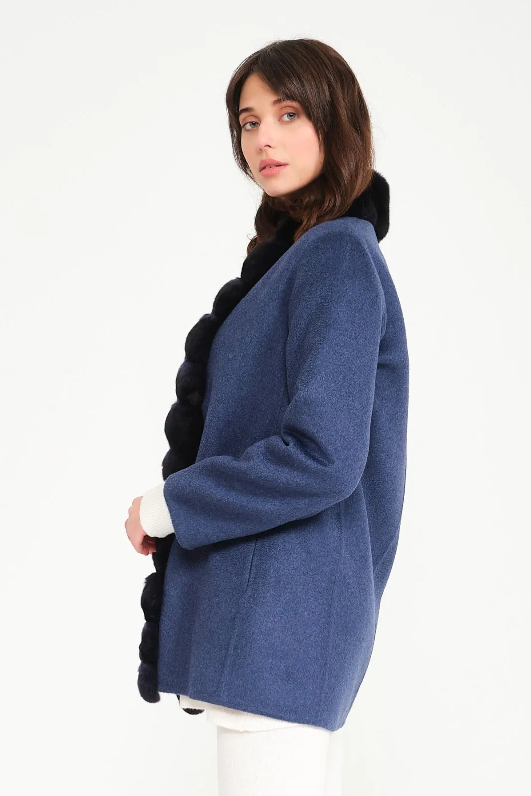 Blue Chinchilla Cashmere Coat