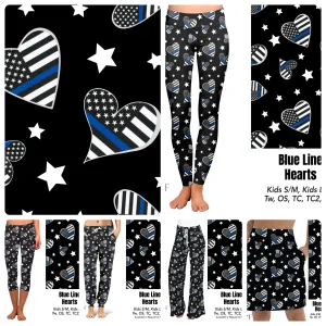 Blue line hearts capris with pockets