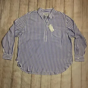 BNWT Rails 'Elle' Blue & White Striped Half Button Shirt Size XXL