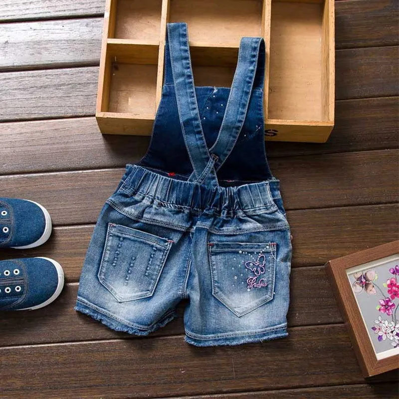 Butterflies Bowknot Design Pure Cotton Washed Denim Jumpsuits