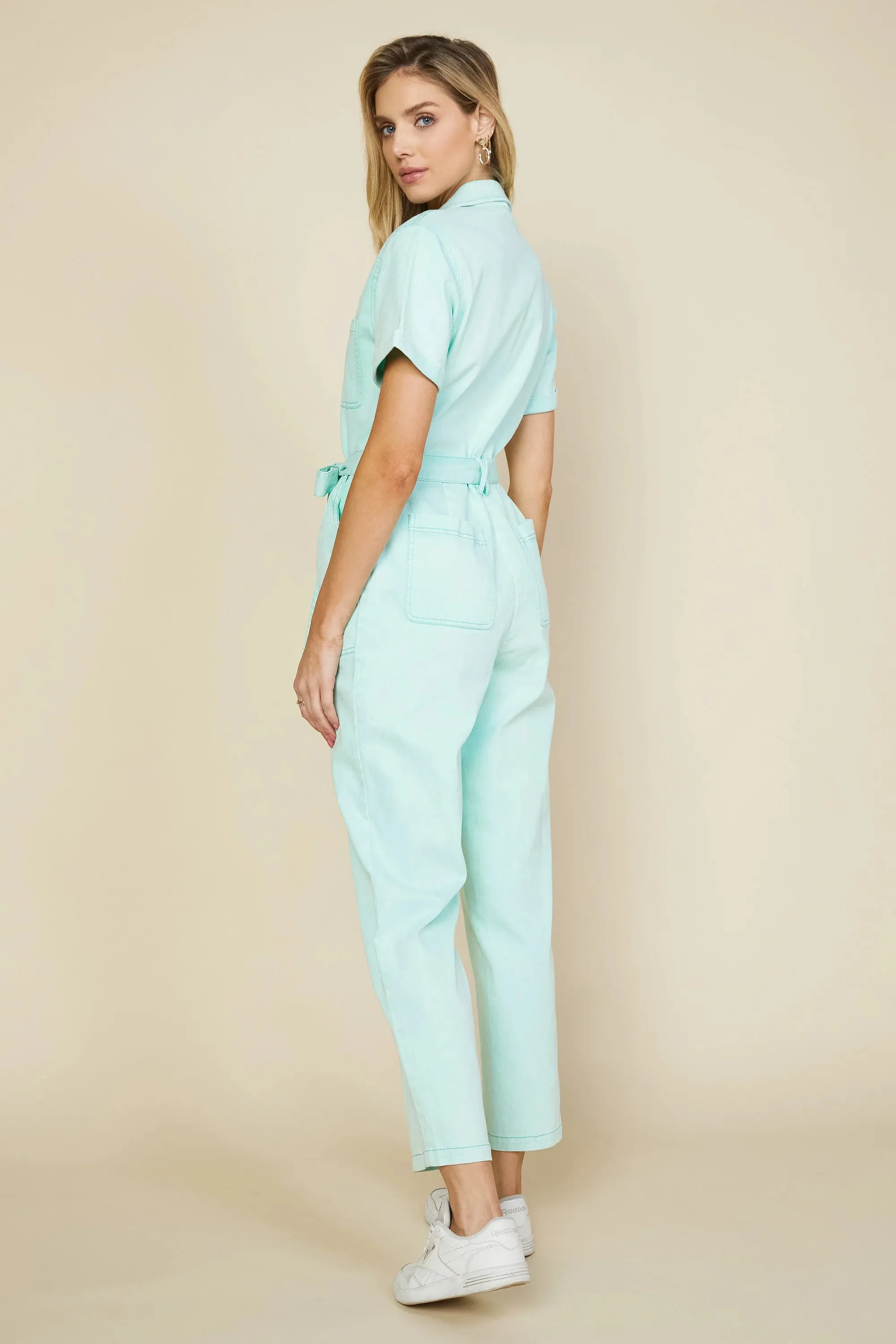 Cassandra Short Sleeve Cotton Utility Jumpsuit