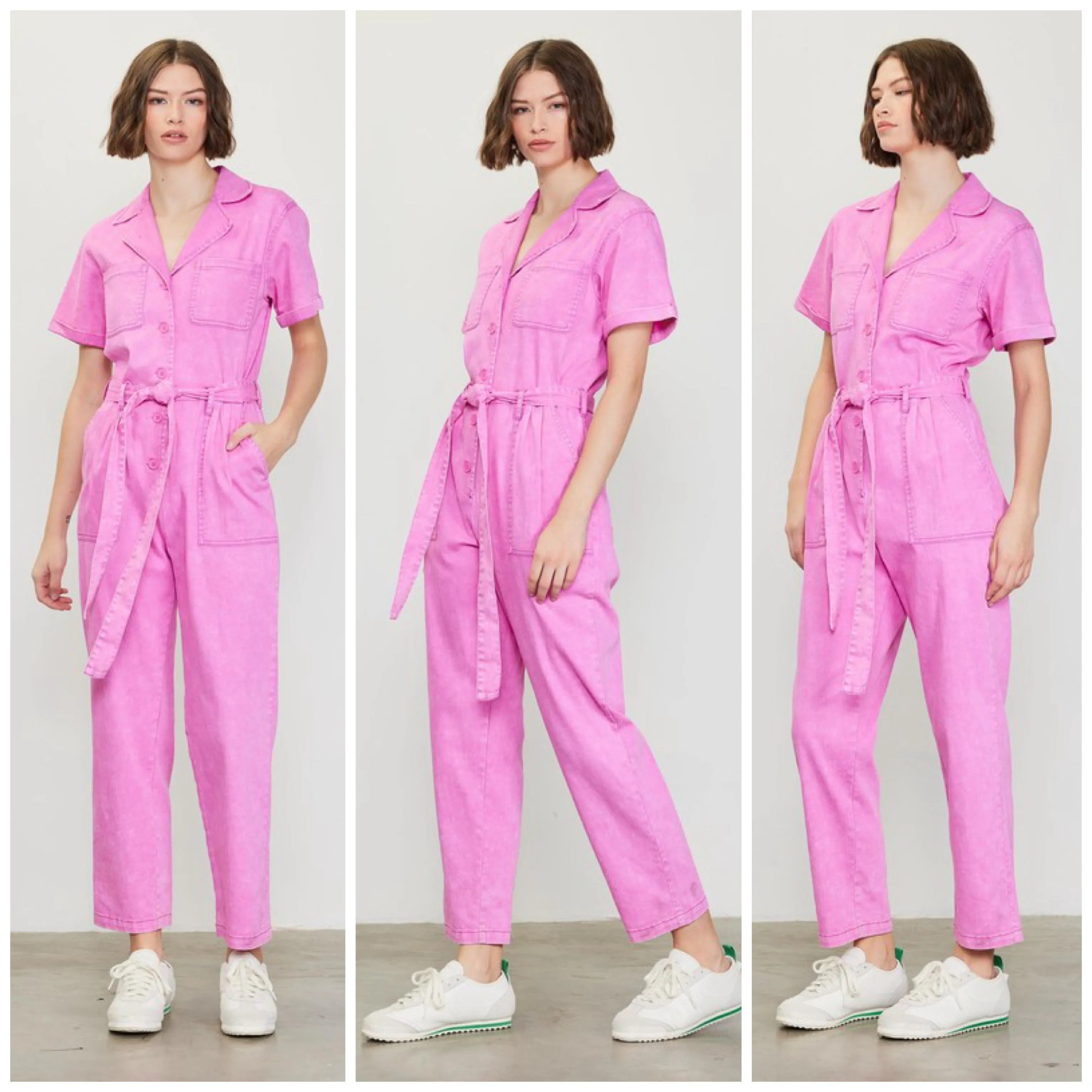 Cassandra Short Sleeve Cotton Utility Jumpsuit