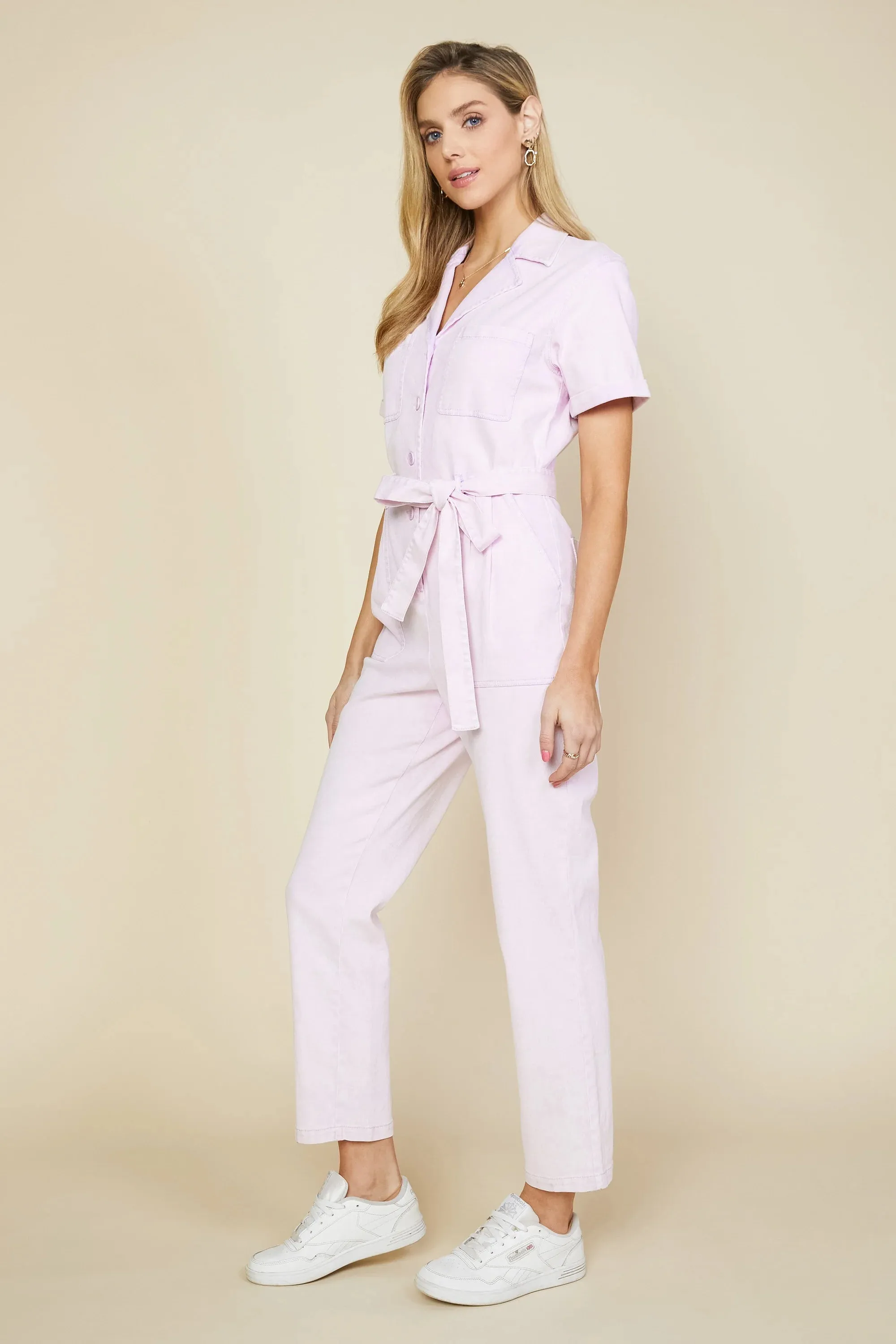 Cassandra Short Sleeve Cotton Utility Jumpsuit