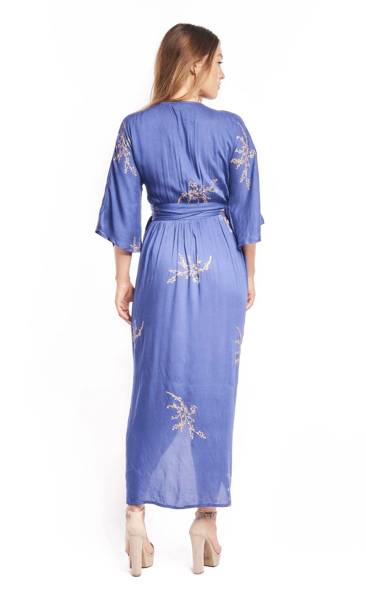 Cherry Blossom Maxi Wrap in Royal Blue   Gold