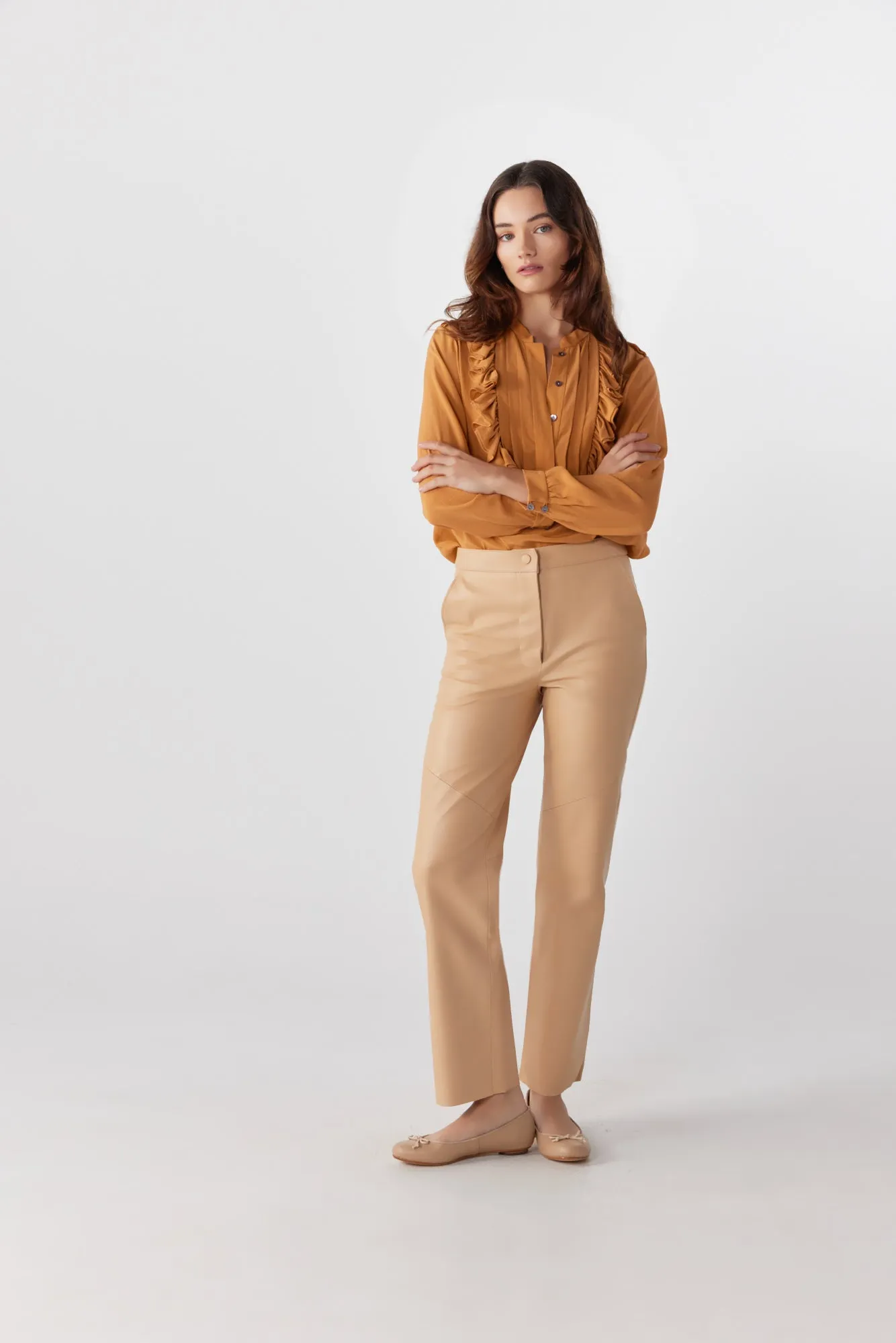 Coco Ribbon - LUXE ITALIAN LEATHER PANT IN BUTTERSCOTCH