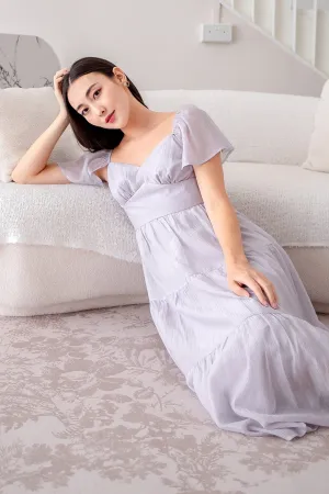 DANZEL FLUTTER SLEEVES MAXI DRESS IN LILAC