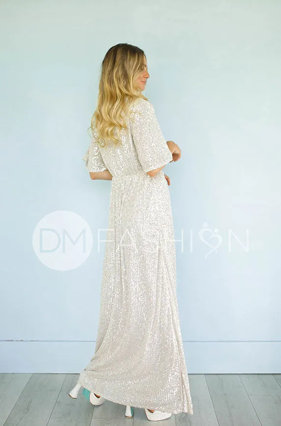 Daphne Champagne Sequin Gown - DM Exclusive - Maternity Friendly - Restocked