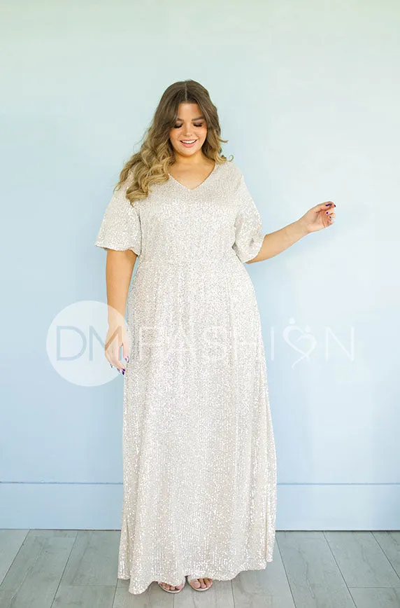 Daphne Champagne Sequin Gown - DM Exclusive - Maternity Friendly - Restocked