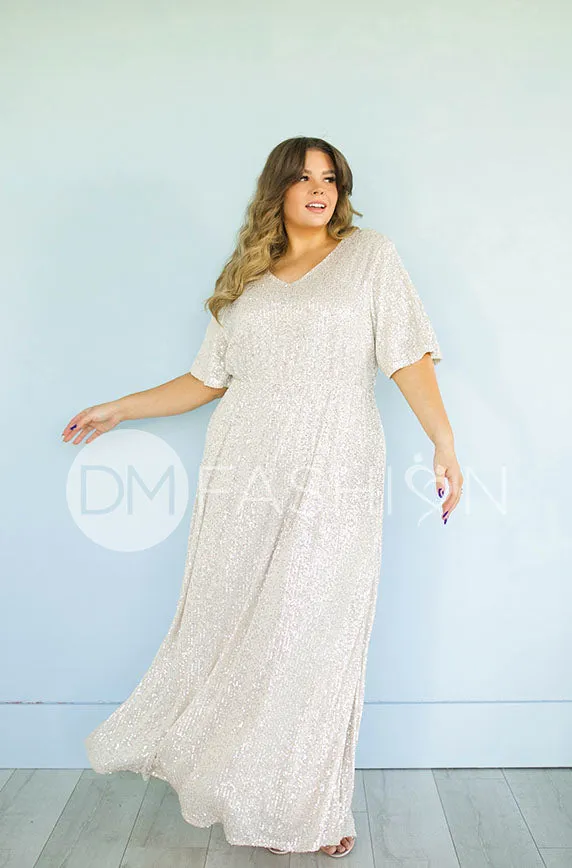 Daphne Champagne Sequin Gown - DM Exclusive - Maternity Friendly - Restocked