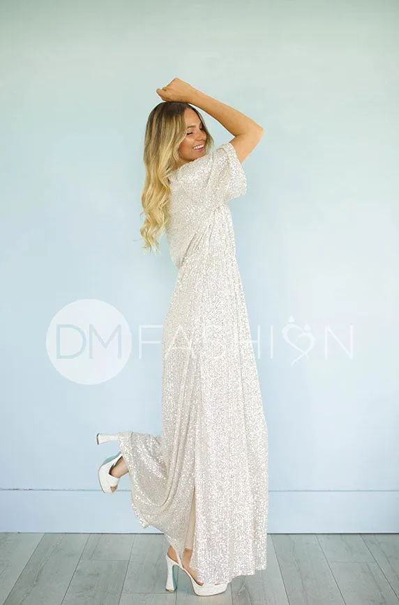 Daphne Champagne Sequin Gown - DM Exclusive - Maternity Friendly - Restocked