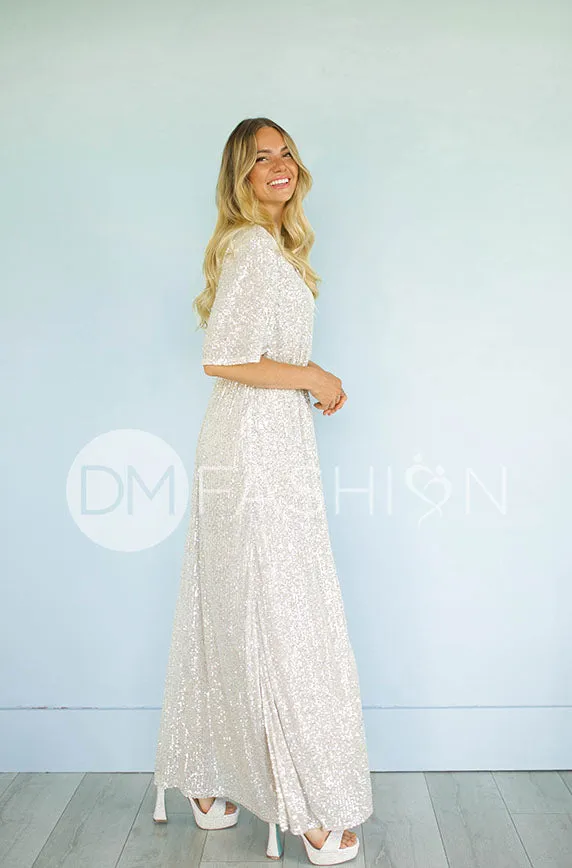 Daphne Champagne Sequin Gown - DM Exclusive - Maternity Friendly - Restocked