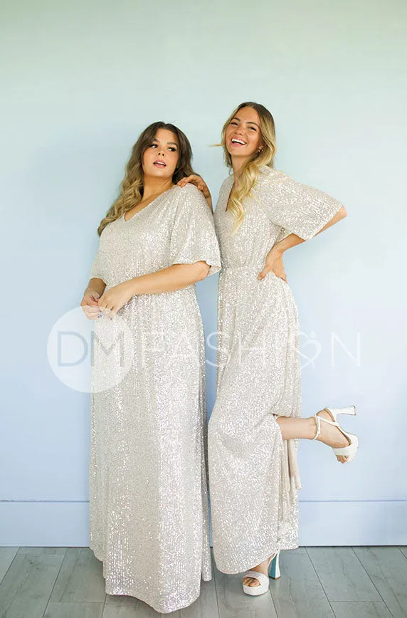 Daphne Champagne Sequin Gown - DM Exclusive - Maternity Friendly - Restocked