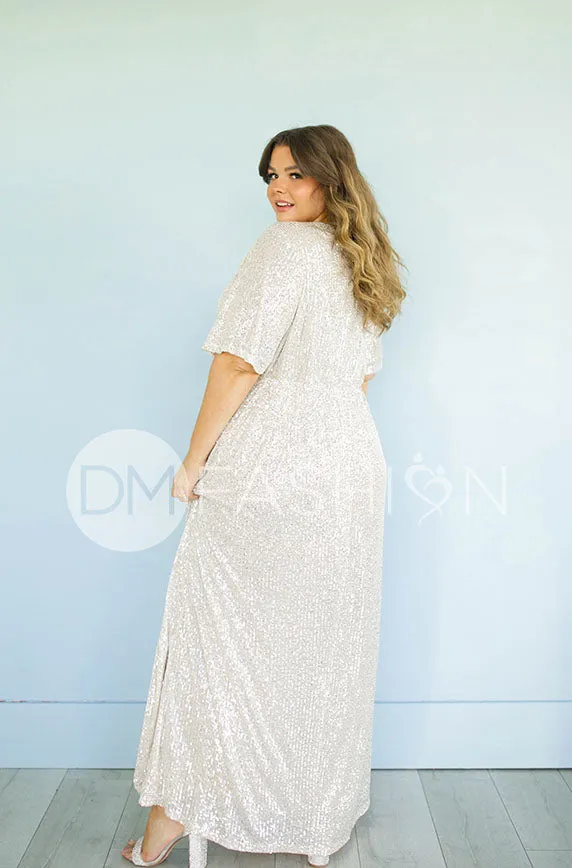 Daphne Champagne Sequin Gown - DM Exclusive - Maternity Friendly - Restocked