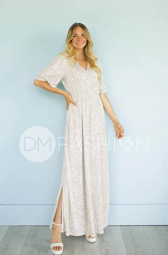 Daphne Champagne Sequin Gown - DM Exclusive - Maternity Friendly - Restocked