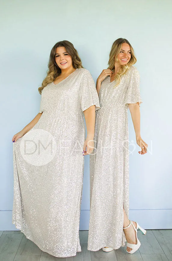 Daphne Champagne Sequin Gown - DM Exclusive - Maternity Friendly - Restocked