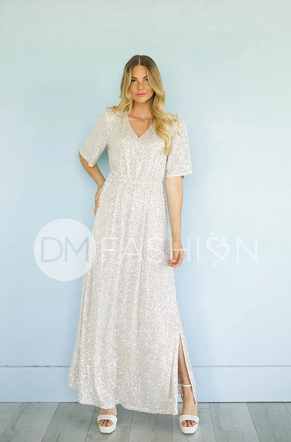 Daphne Champagne Sequin Gown - DM Exclusive - Maternity Friendly - Restocked