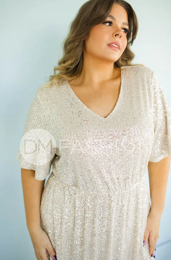 Daphne Champagne Sequin Gown - DM Exclusive - Maternity Friendly - Restocked