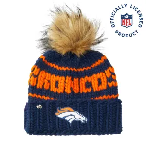 DENVER BRONCOS LELE SADOUGHI X NFL NAVY BEANIE FAUX FUR POM