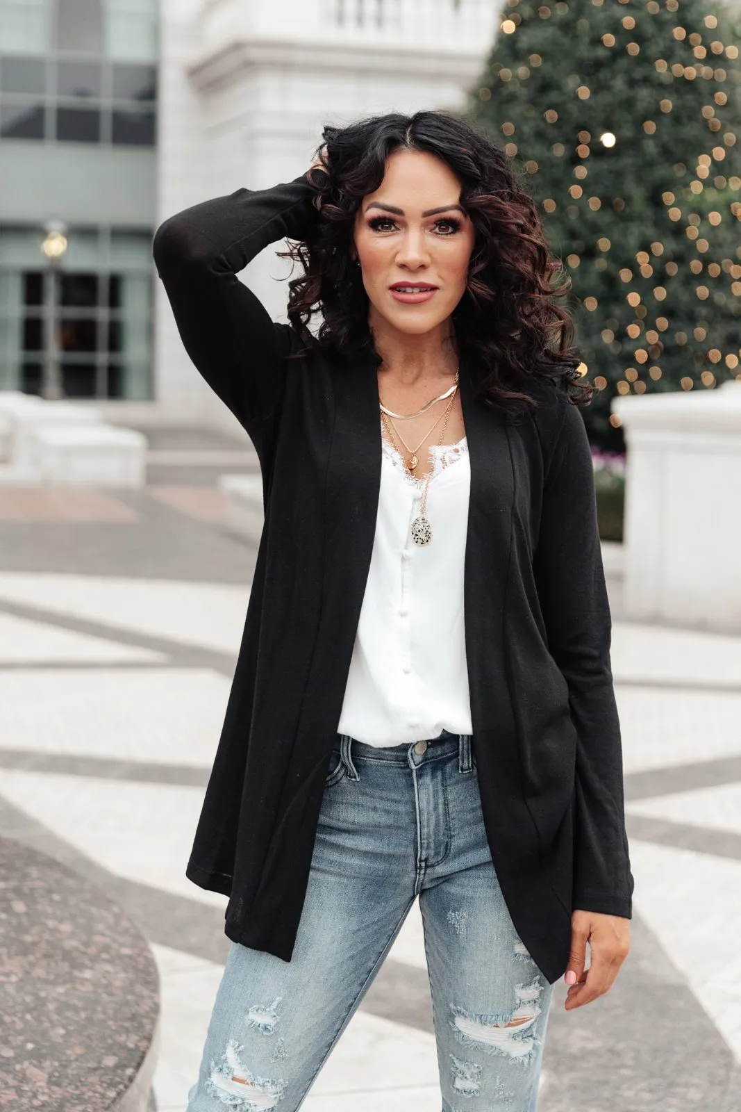 DOORBUSTER Sienna Sweater Knit Cardigan in Black