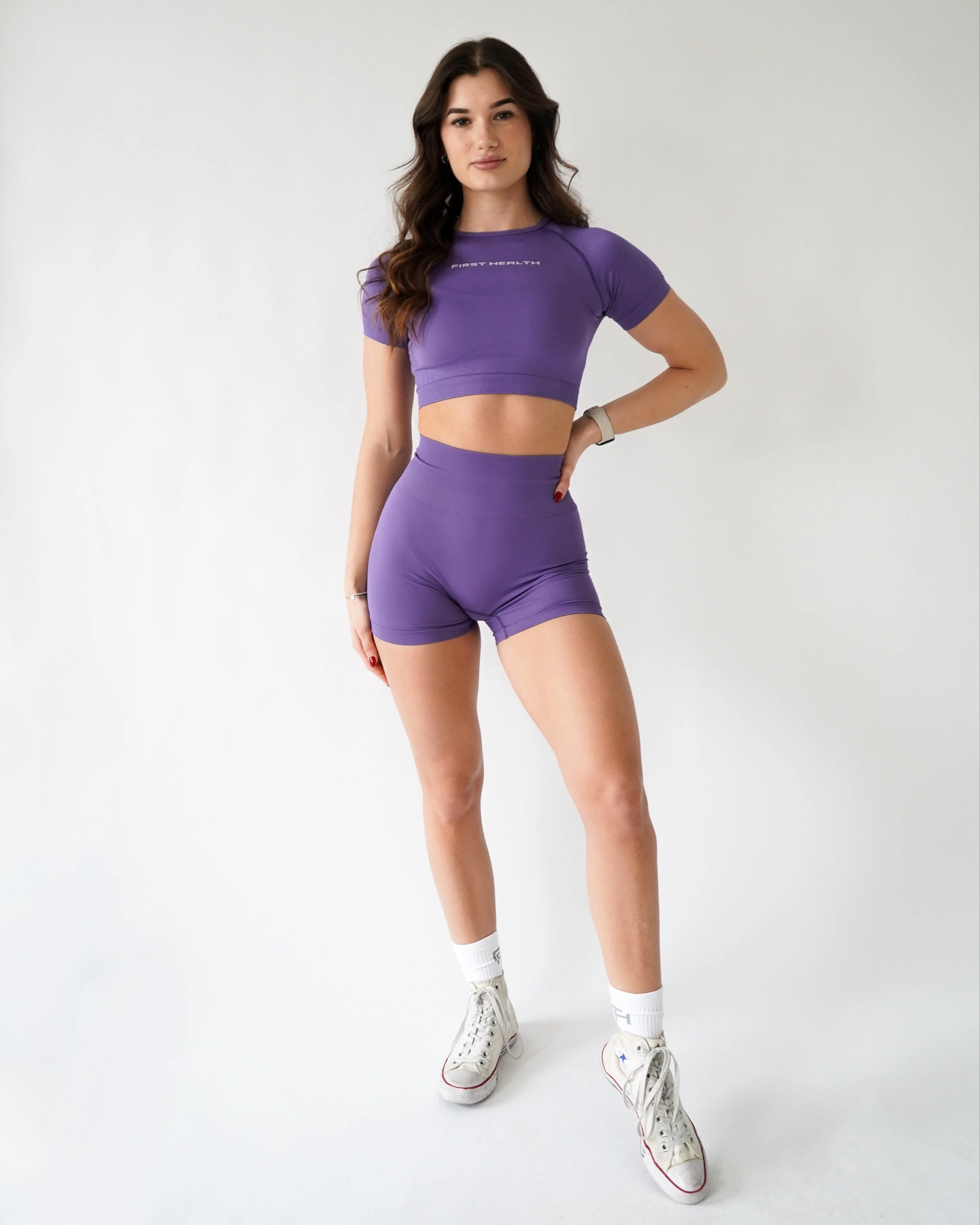 Enhance Cropped Tee - Violet