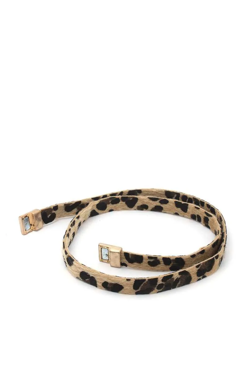 Faux Fur Animal Print Wrap Bracelet