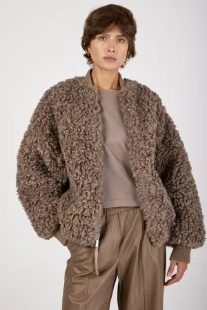 Faux Fur Bomber Jacket in Mink