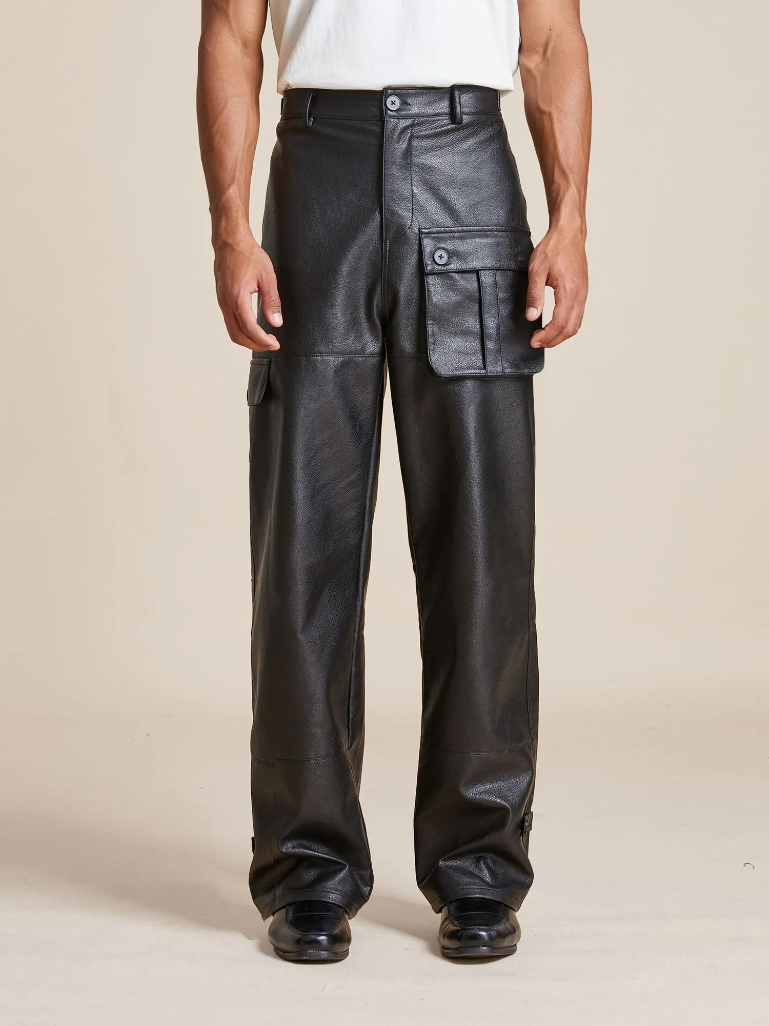 Faux Leather Cargo Pants