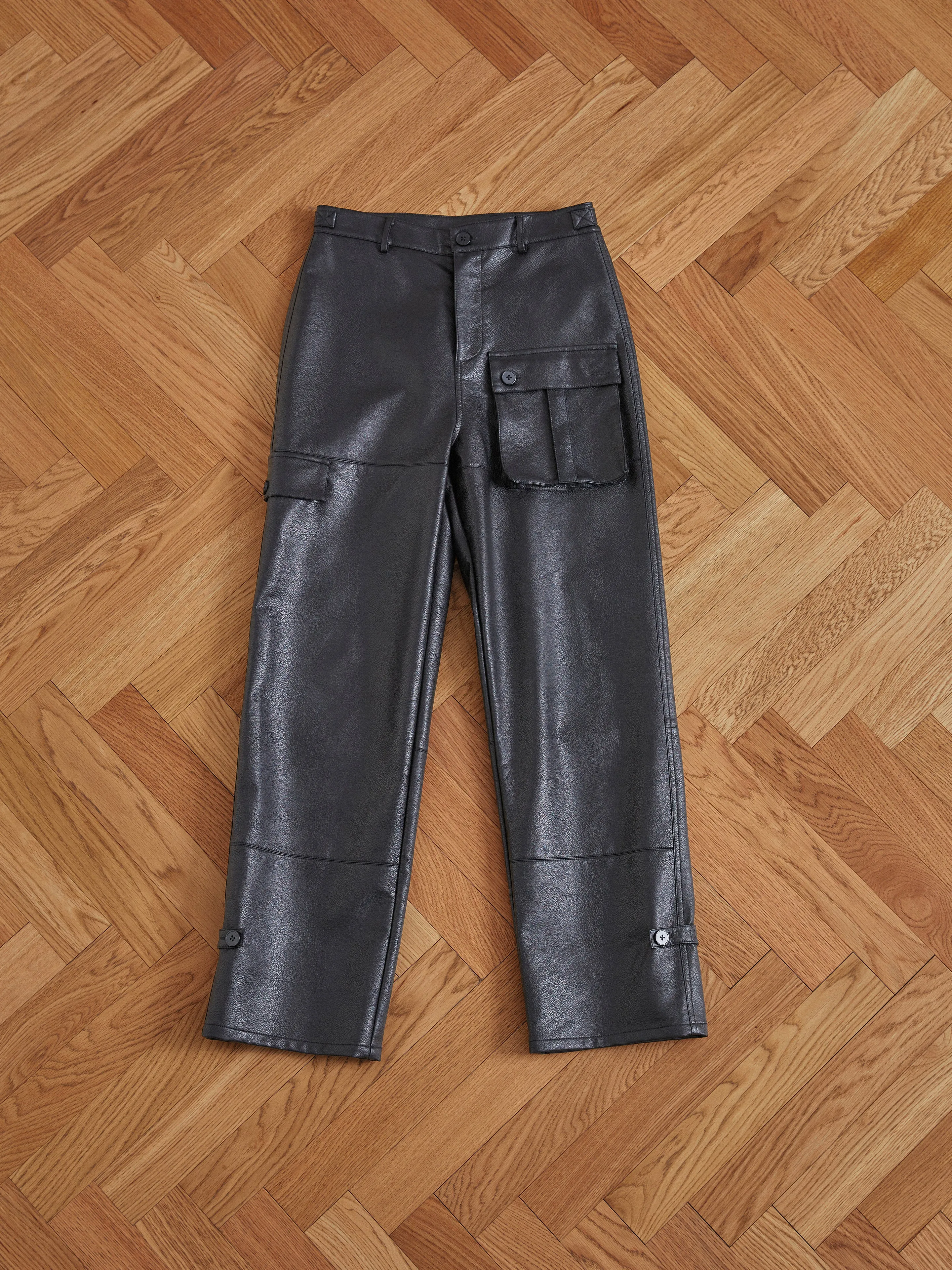 Faux Leather Cargo Pants