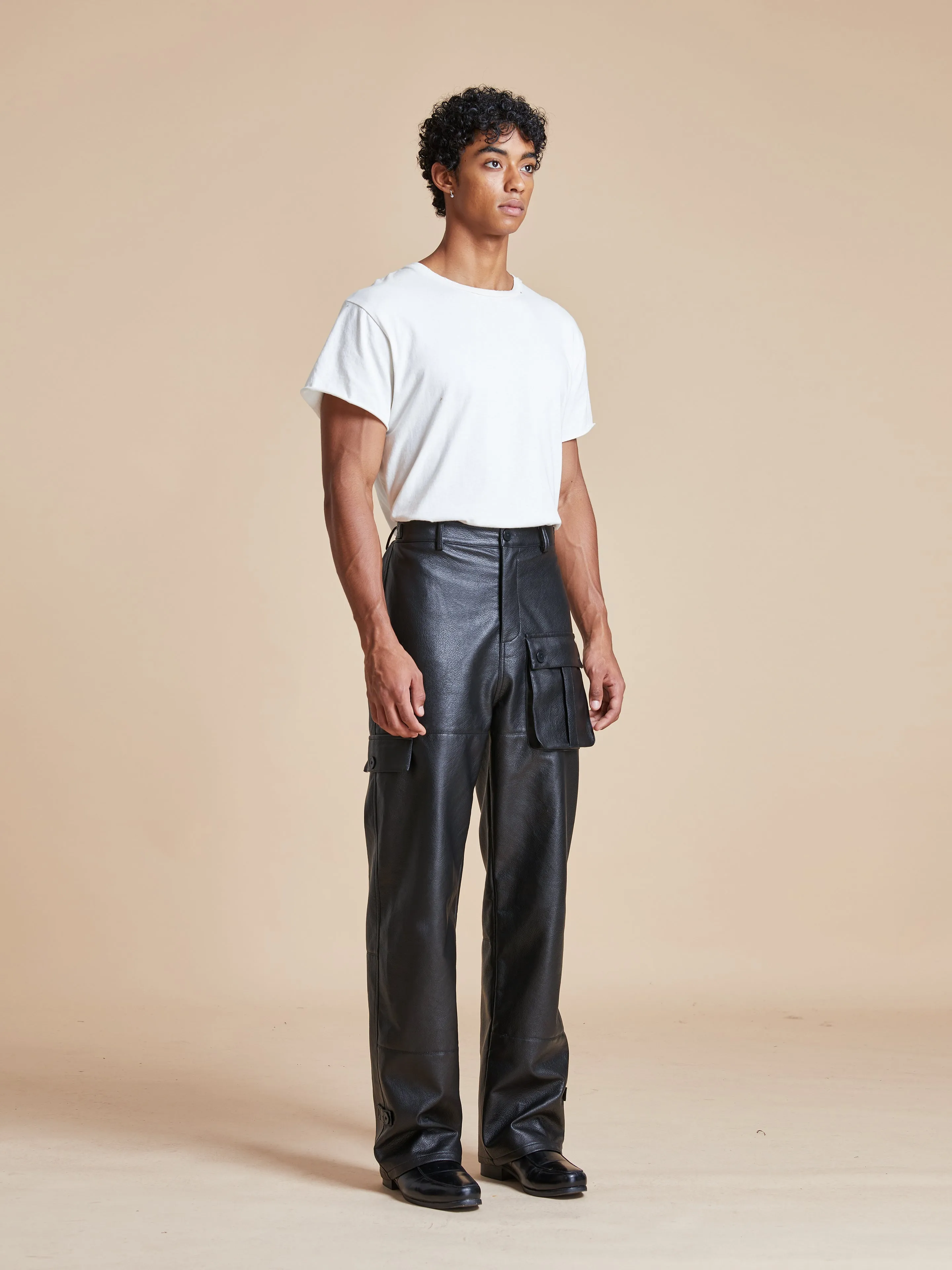 Faux Leather Cargo Pants