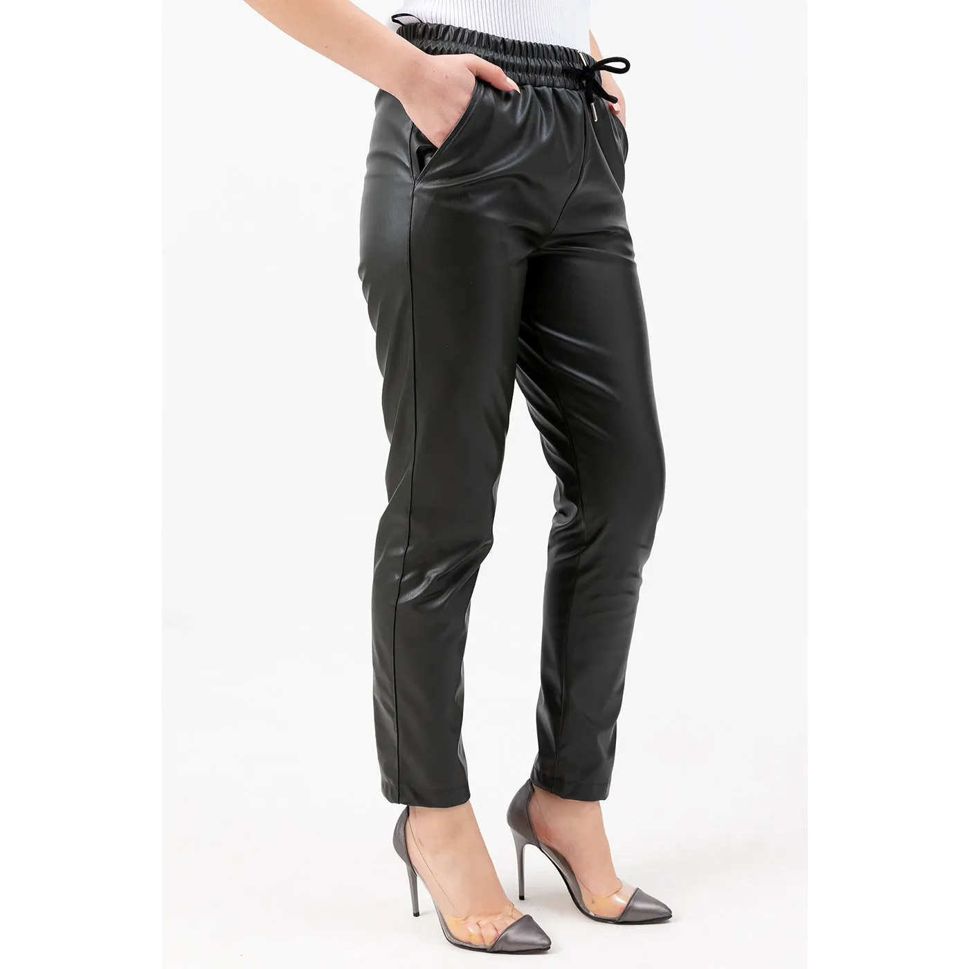 Faux Leather Dark Green Pants