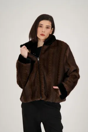 Faux Mink Bomber Jacket