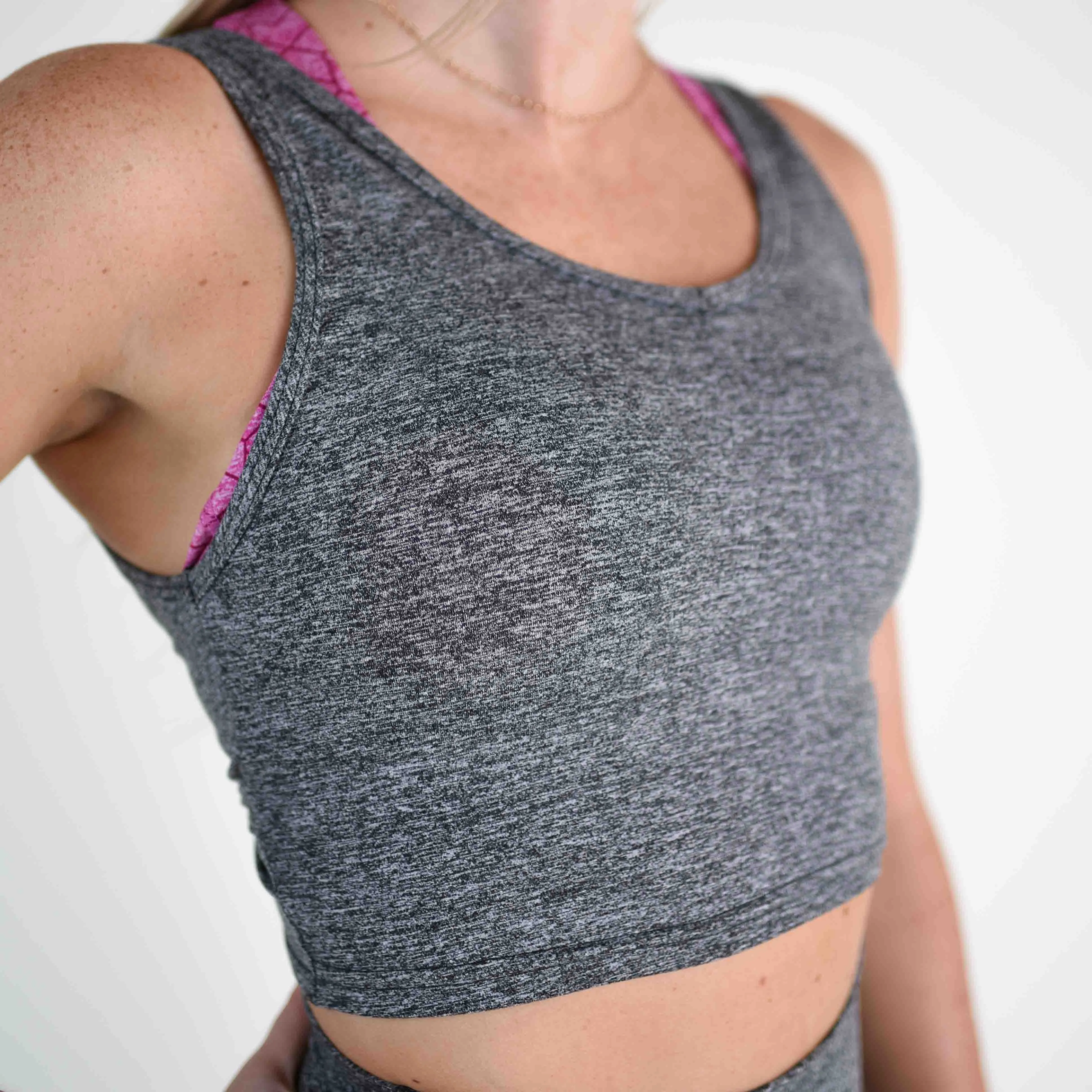 FLEO Wrap Crop Tank - Heather Grey