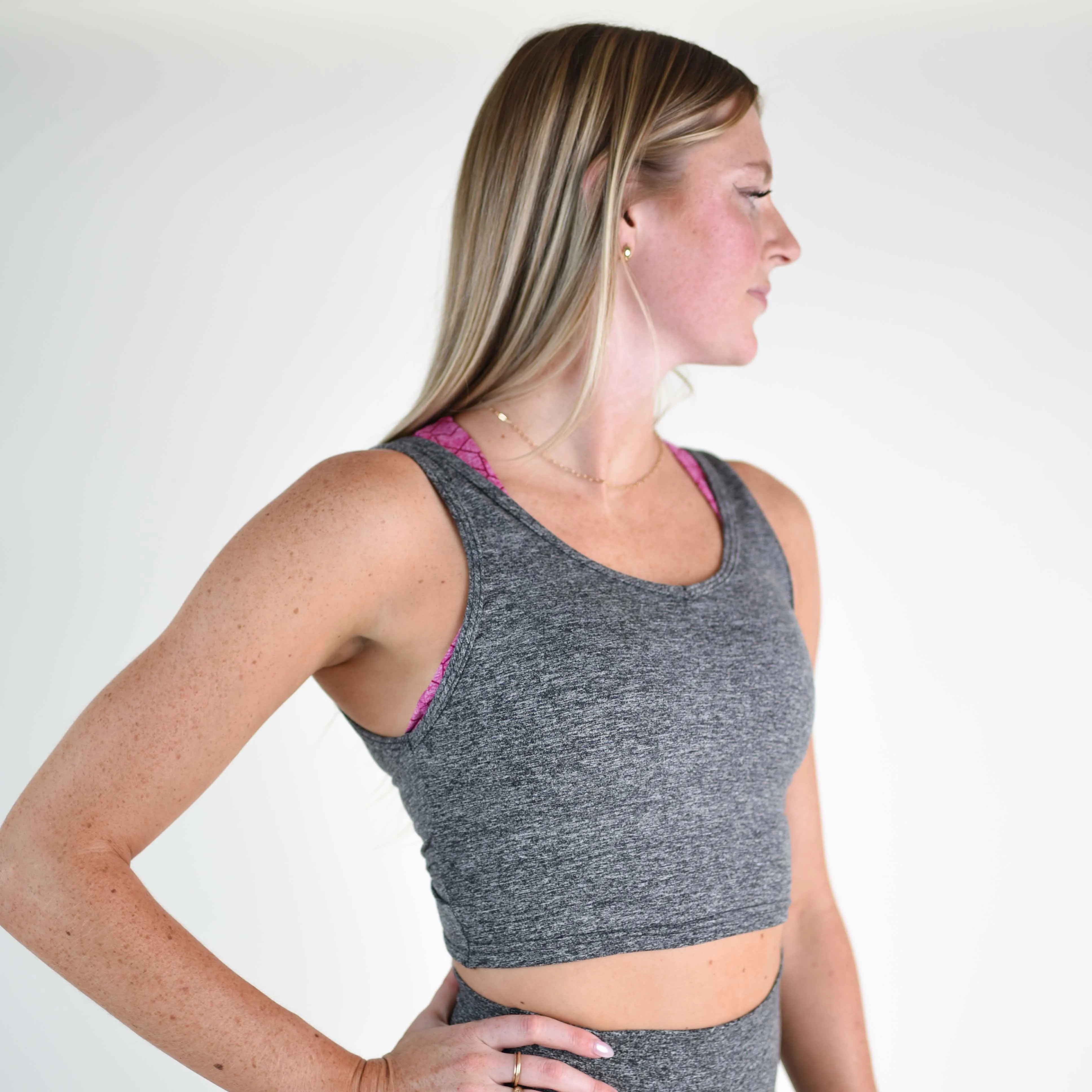 FLEO Wrap Crop Tank - Heather Grey