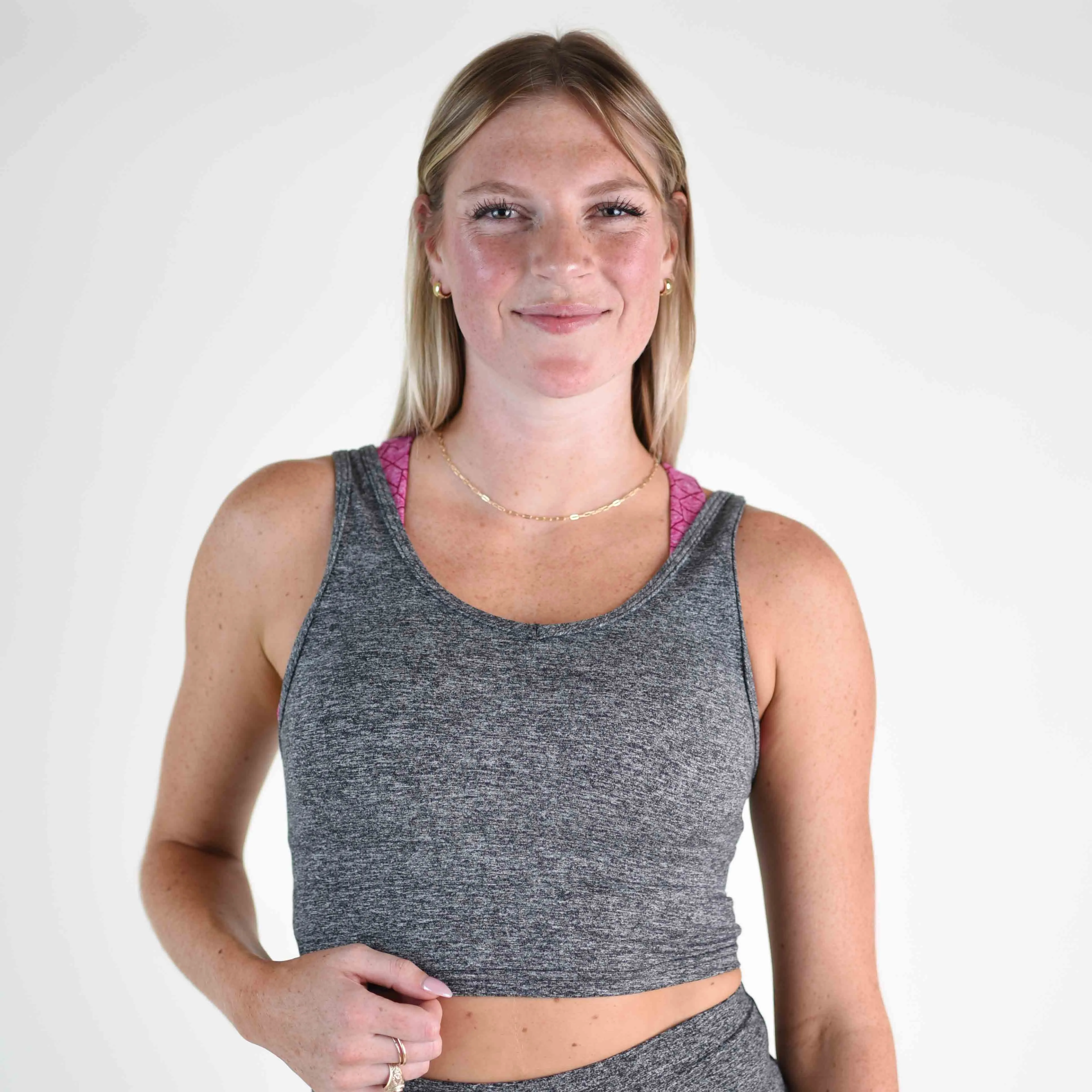 FLEO Wrap Crop Tank - Heather Grey