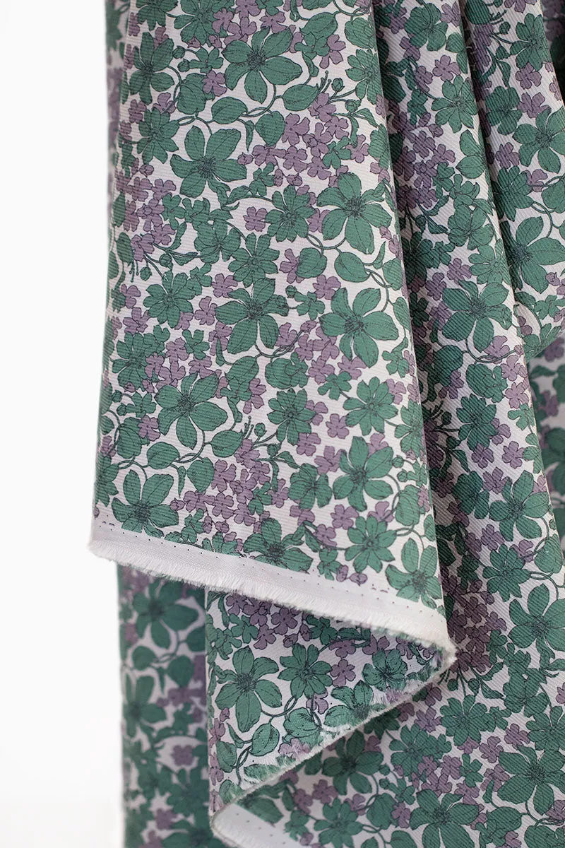 Floral Pinwale Corduroy Green