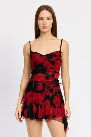 FLORAL RUCHED CORSET TOP